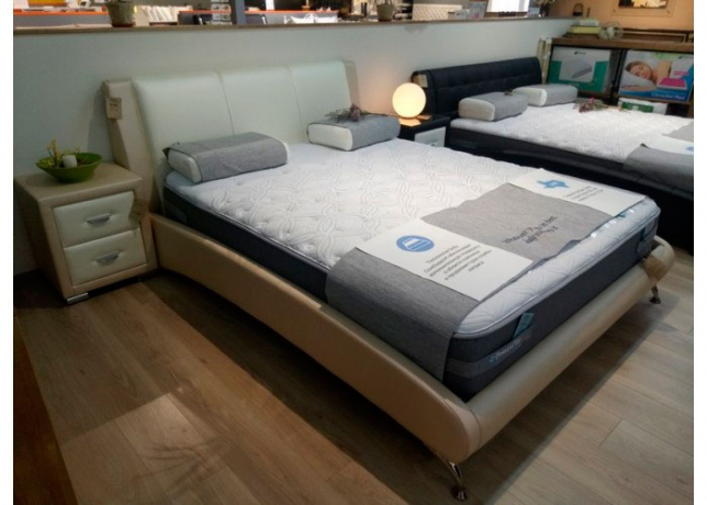 Кровать Nuvola 2 фото кожа кремовый с белым