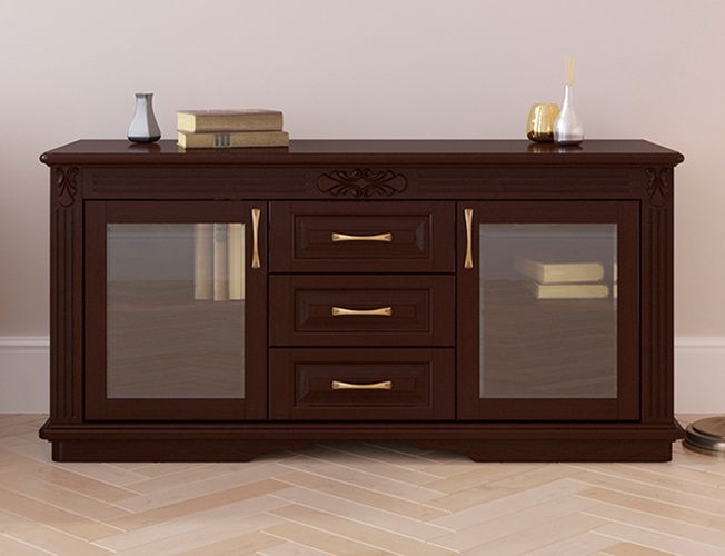 Комод Греденция Палермо 3 ящика со стеклом