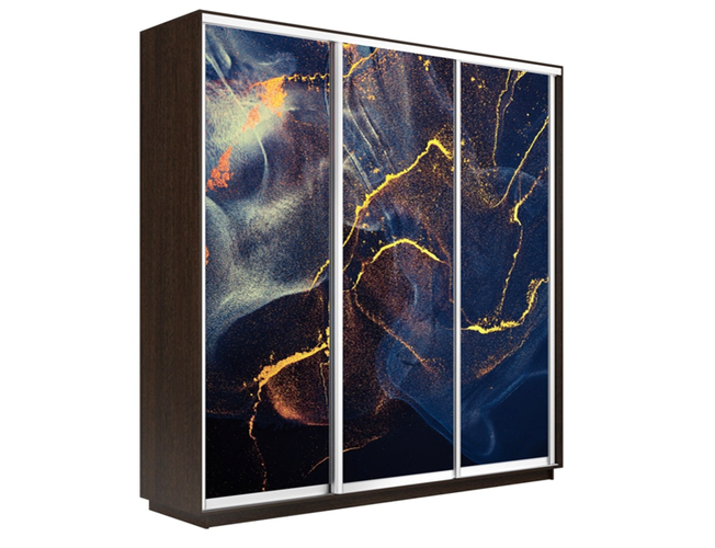 Шкаф-купе Экспресс 3-х дверный (Фото №1016 Абстракция золотая пыль), Венге
