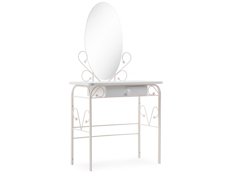 Туалетный столик с зеркалом Клео 3 белый/белый (Арт.446224)